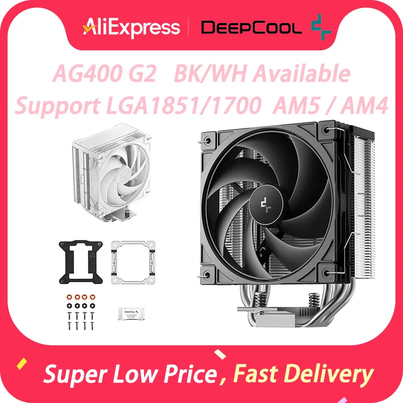 DEEPCOOL AG400 4 Heat Pipe CPU Air-Cooled Cooler 12cm Fan 4Pin PWM TDP 220W CPU Heat Sink For LGA1851 1700 AMD AM4 AM5