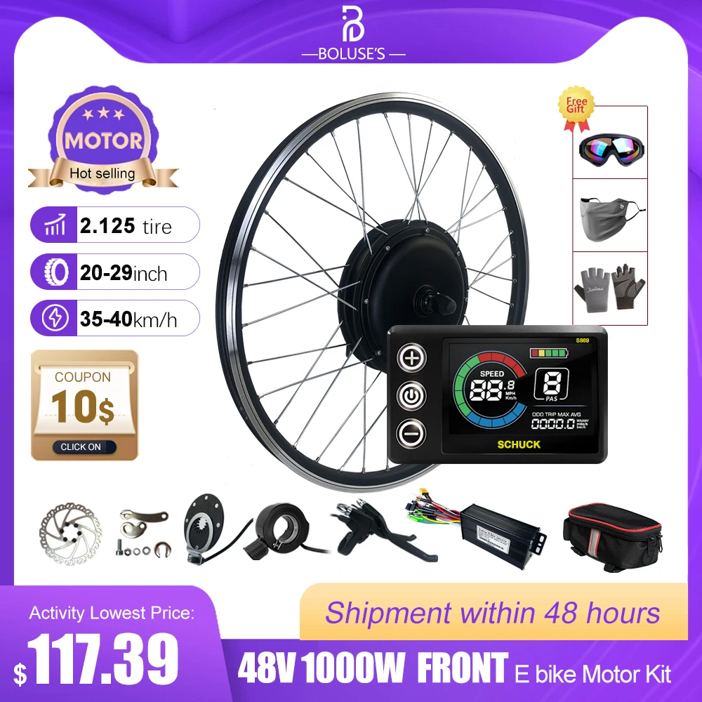 48V1000W Ebike Conversion Kit Front Wheel 20''24''26''27.5''28''29''700C Electric Bike Conversion Kit