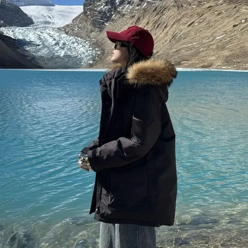 

Рабочая одежда с настоящим меховым воротником, пуховая хлопковая куртка Parker, женская зимняя толстая куртка