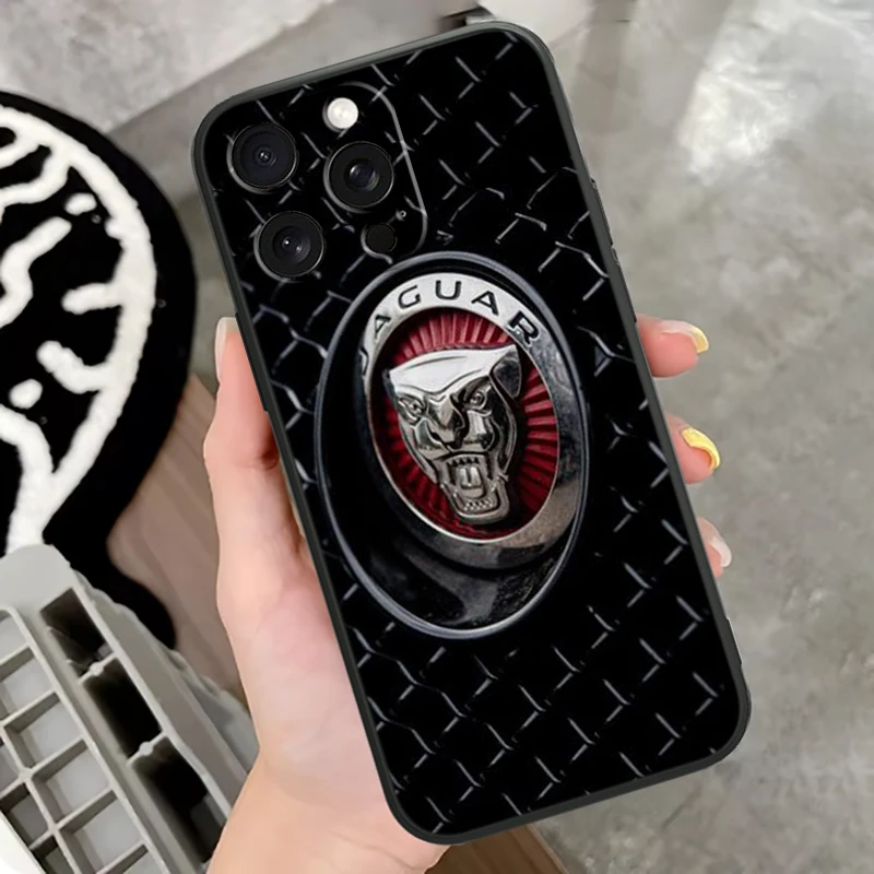 JAGUARS Logo Car Popular Cool Luxury For iPhone 16 15 14 13 12 11 8 7 X XS XR Pro Max Plus Mini Ultra Black Phone Case