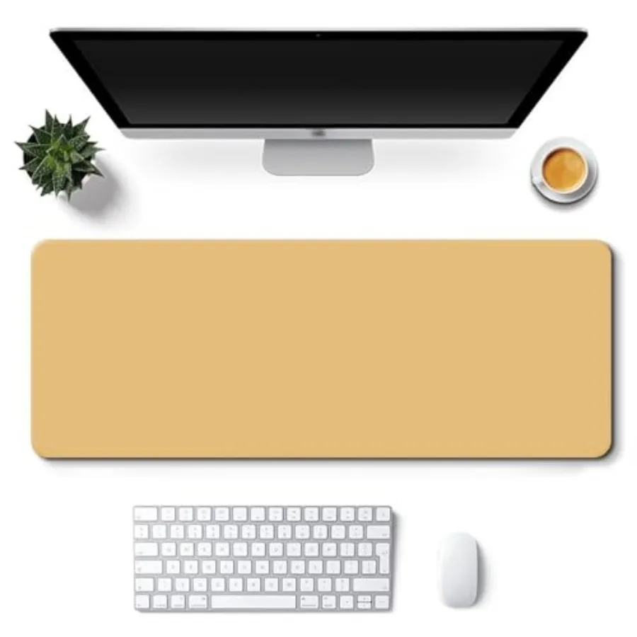 

Leather Desk Pad Protector Mouse and Keyboard Pad Non-Slip Waterproof PU Leather Desk Blotter Office Laptop Computer Mat Yellow