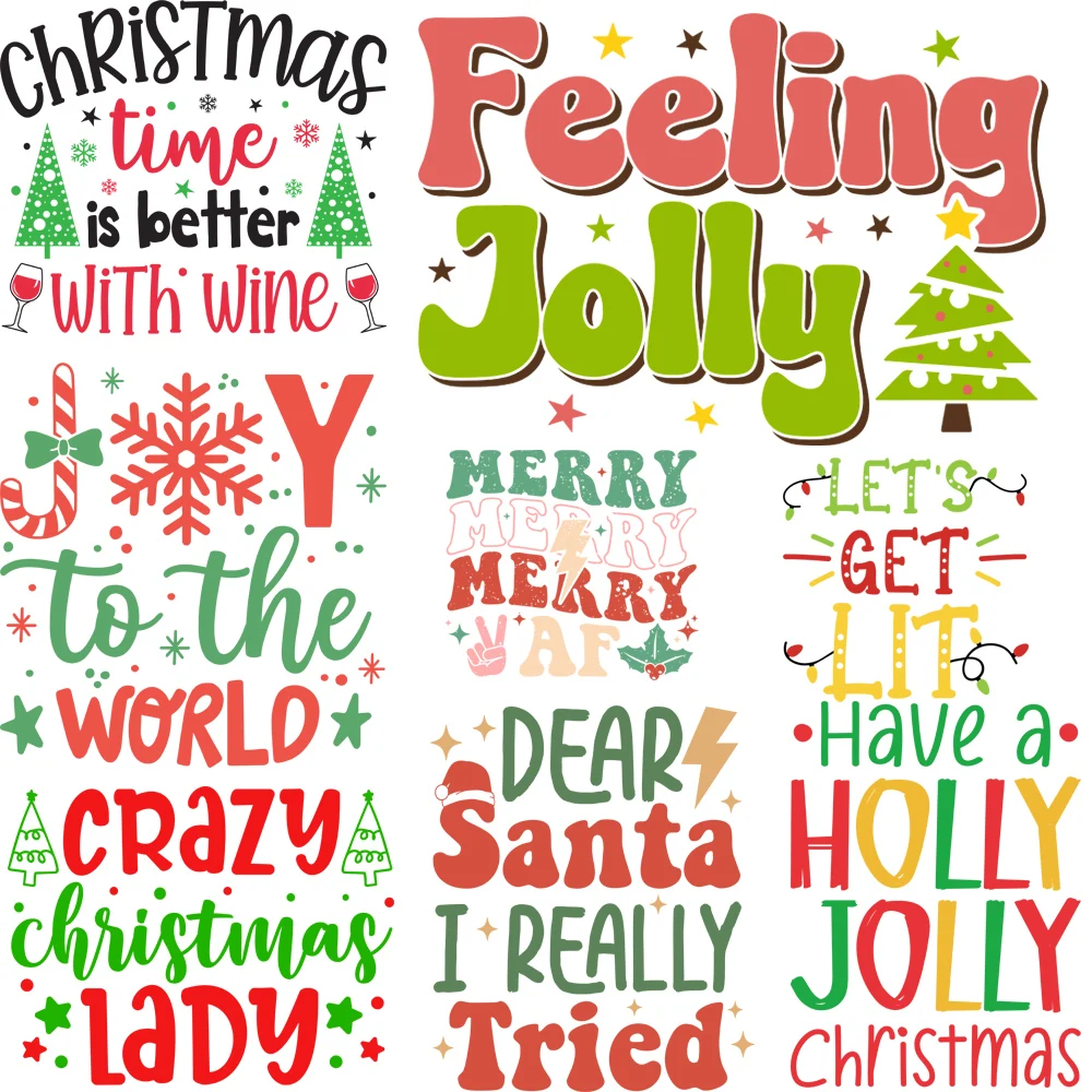 Celebrating Christmas with Personalized Letters Iron On Transfer Accessory Patch for Clothes Applique Decor Stickers on Fabric