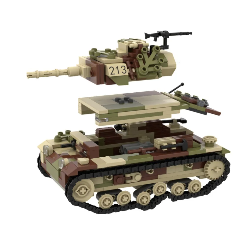 MOC Military WW2 Vehicle Tank Action Armored Car Weapon Mortar Building Block Figure Gun Accessories Toys