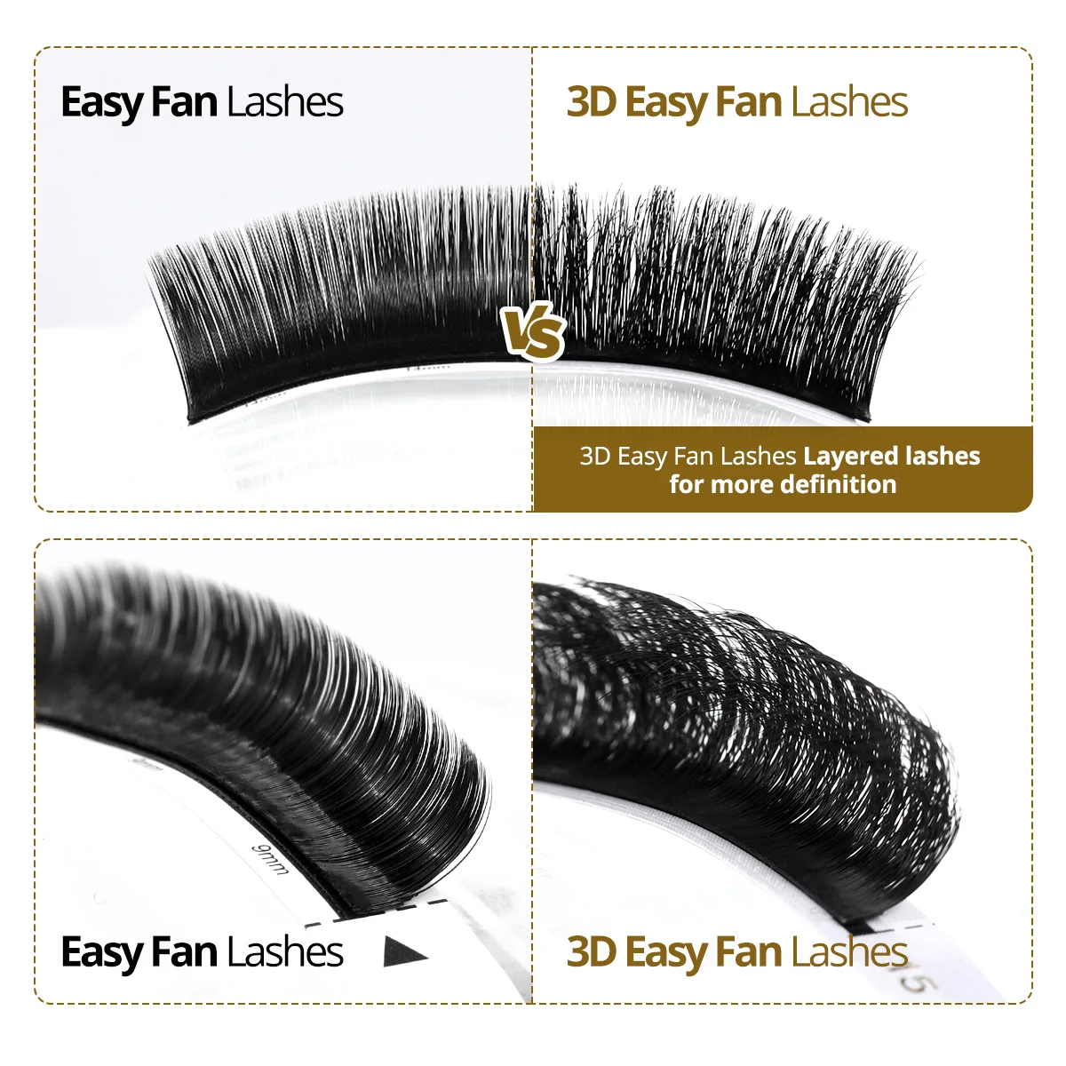 ARISON 3D pestañas fáciles de abanico multinivel ventiladores de volumen densamente prefabricados extensión de pestañas 0,03/0,07 floración automática visón sintético