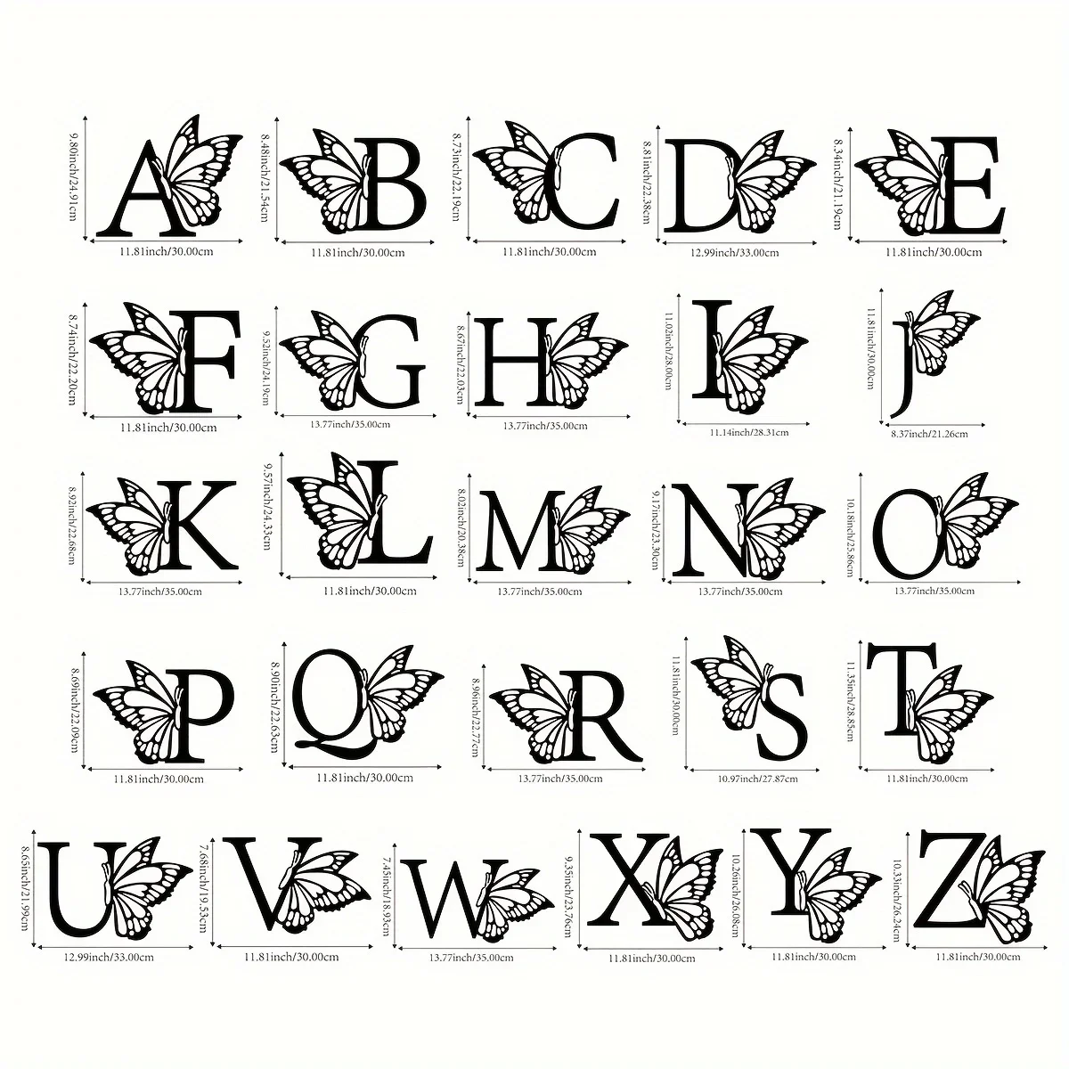 Custom All Letters Butterfly Monogram Metal Wall Art Letter Wall Decor Wedding Backdrop Sign DIY Gift