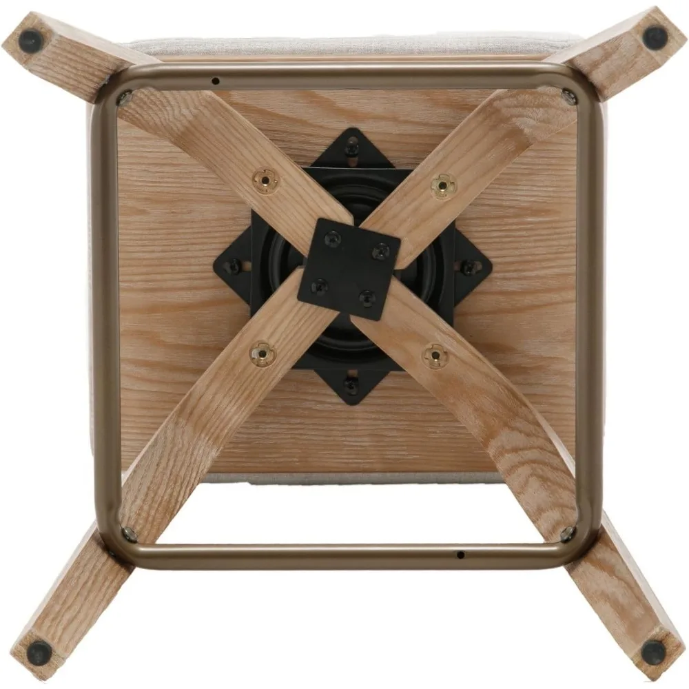 26インチ 回転カウンタースツール カウンター高さバースツール 4個セット 素朴なファームハウス バックレス回転バースツール ベージュ リネンクッション B