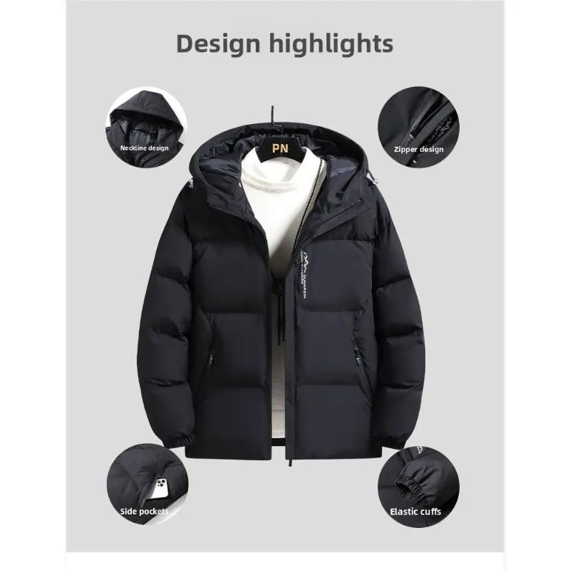 

Men's Comfortable and Warm Cotton-padded Jackets Short Zipper Overcoat Dad's New Winter Hooded Down Jacket Cotton-padded Jackets