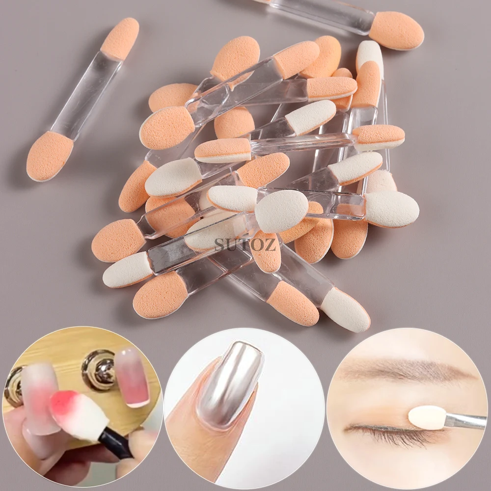 10/20Pcs Double Sided Eyeshadow Applicator Disposable Sponge Brushes Nail Mirror Powder Brushes Women Makeup Cosmetic Tool NTYYB