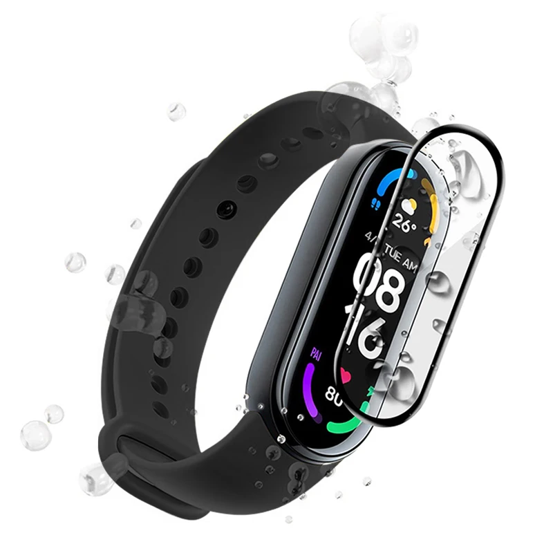 Protectores de pantalla para Xiaomi MI Band 7, 6, 5, 4, accesorios para reloj inteligente, vidrio templado 9D, cubierta protectora completa, película HD, 1-4 Uds.