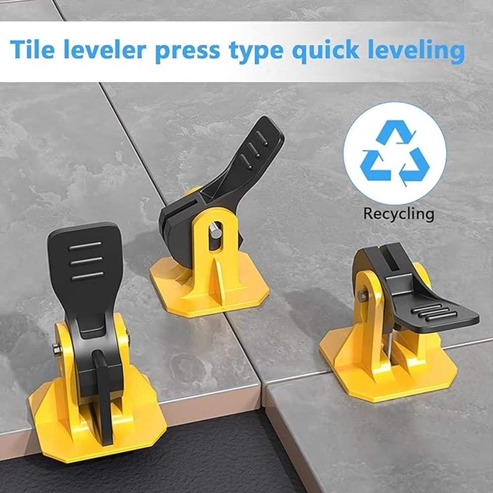 5-200Pc Yellow Tile Leveling System Clips Floor Ceramic Porcelain Tile Levelers Spacers Set Tile Laying Wall Construction Tool