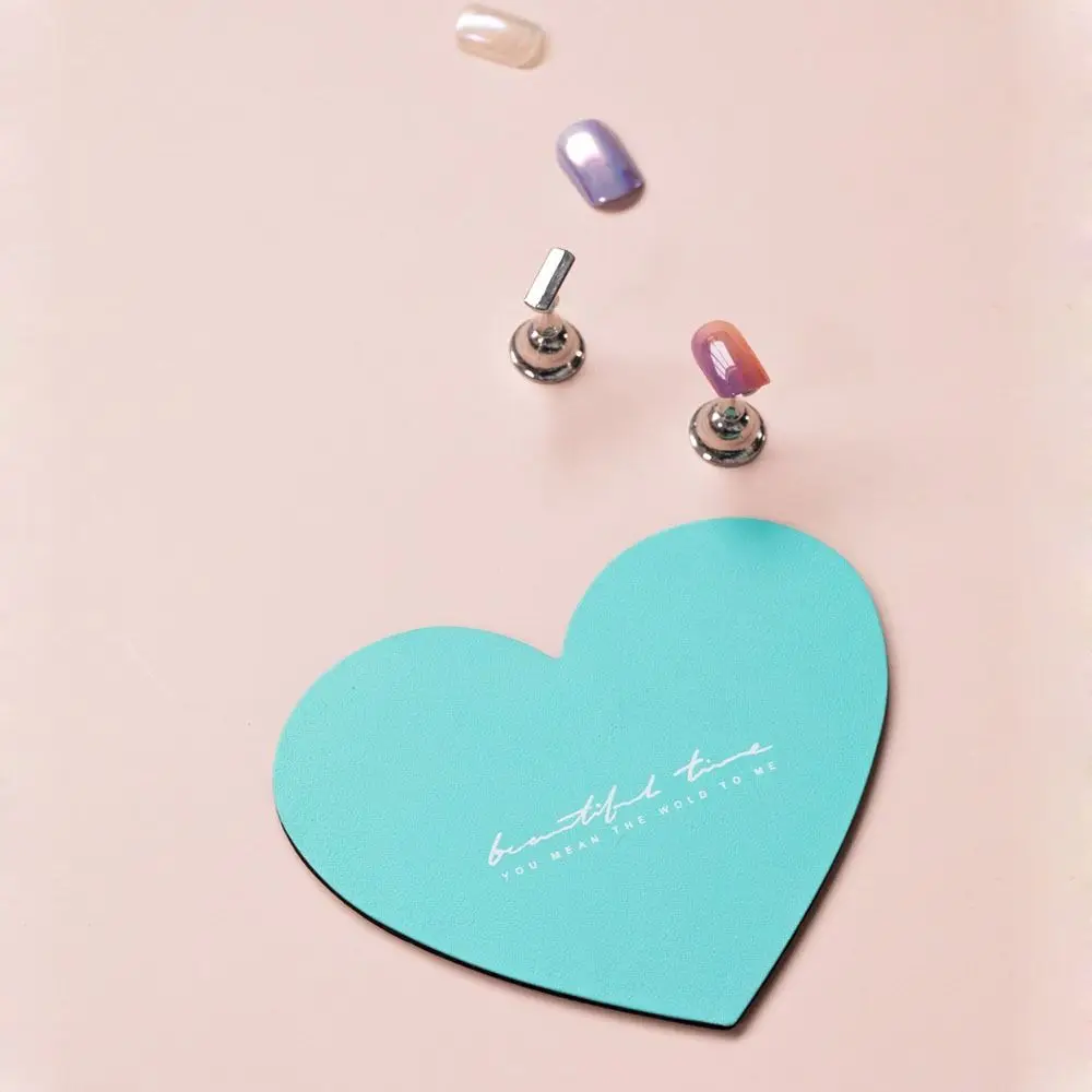 Nail Art Display Nail Showing Shelf Magnetic Stainless Steel Stainless Steel Coaster Heart Shape DIY Nails Accessories