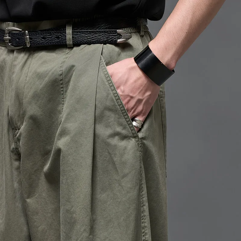 Cotton High-Grade Washed Japanese-Style Retro Matchet Pants Men's and Women's Loose Straight Wide-Leg Pants