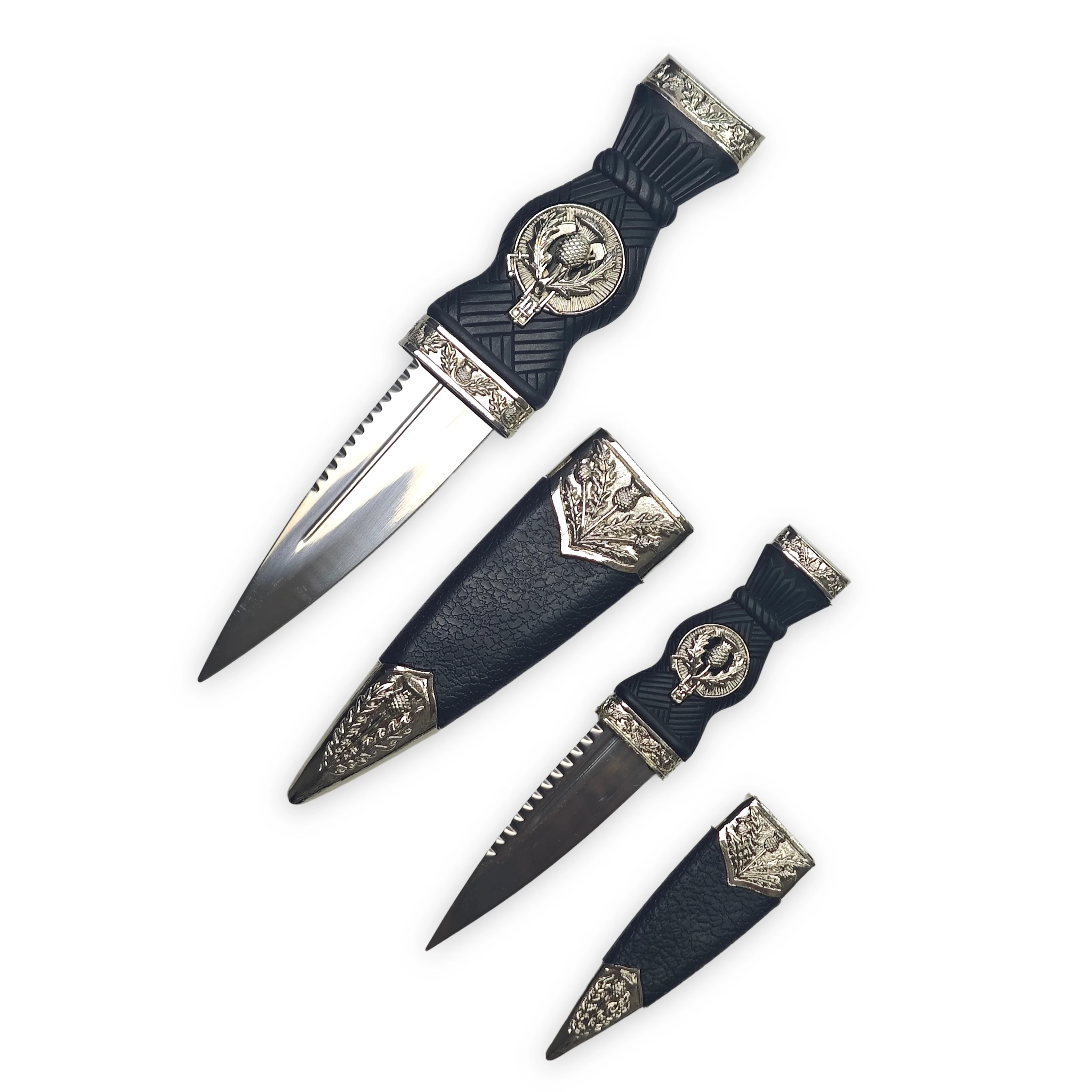 Traditional Scottish Sgian Dubh Decorative Short Sword, Thistle Emblem Ornament with Sheath, Kilt Accessory Collectible Gift