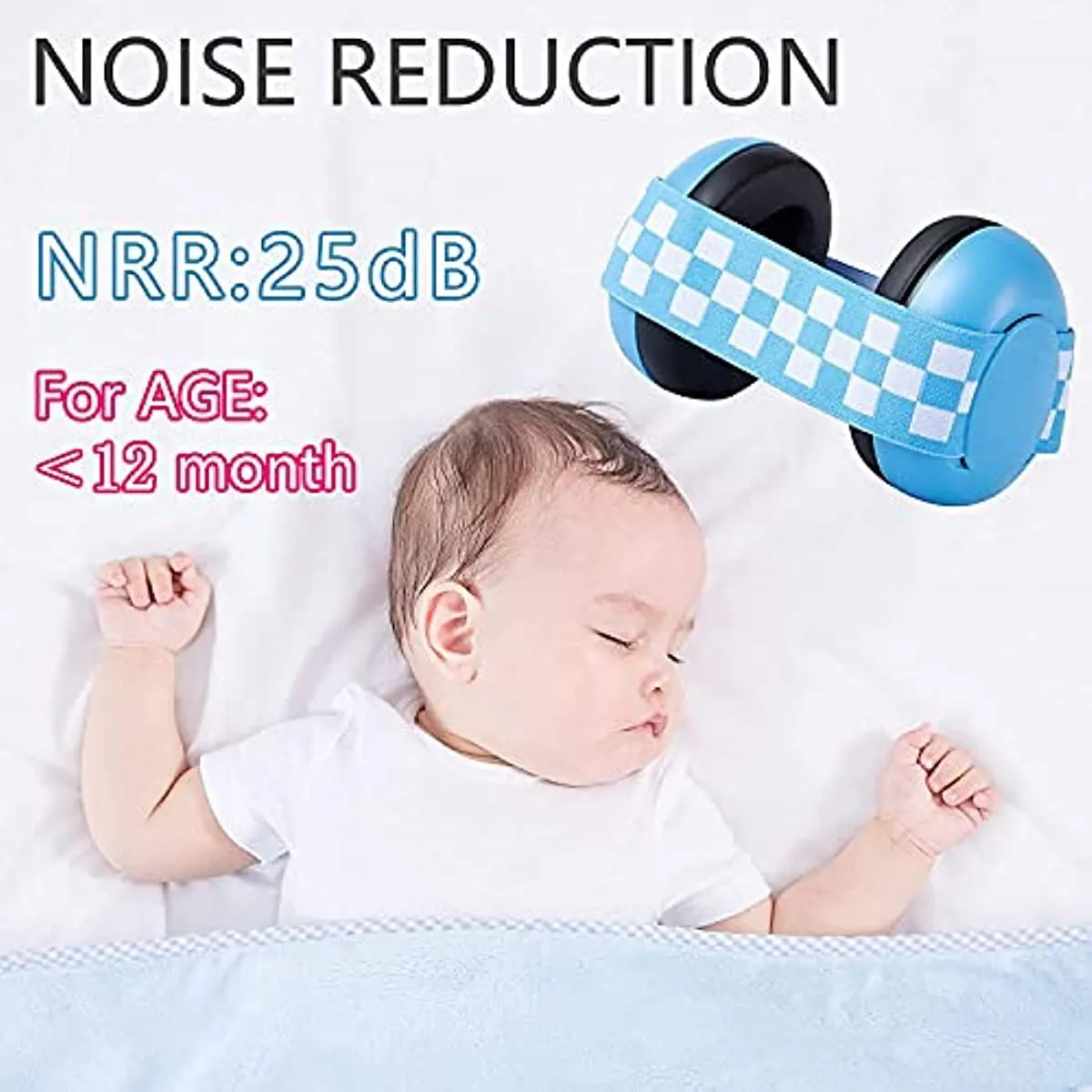 Baby Earmuffs Protection Comfortable Infant Ear Muffs Prevent Hearing Damage&Improve Sleep Adjustable Elastic Headband