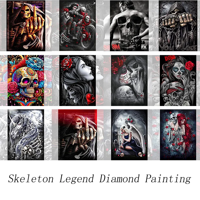 5D New Collection 2024 Diamond Embroidery Skull Legends  Mosaic Art Kits  scenery Hanging paintings Cross Stitch Gift