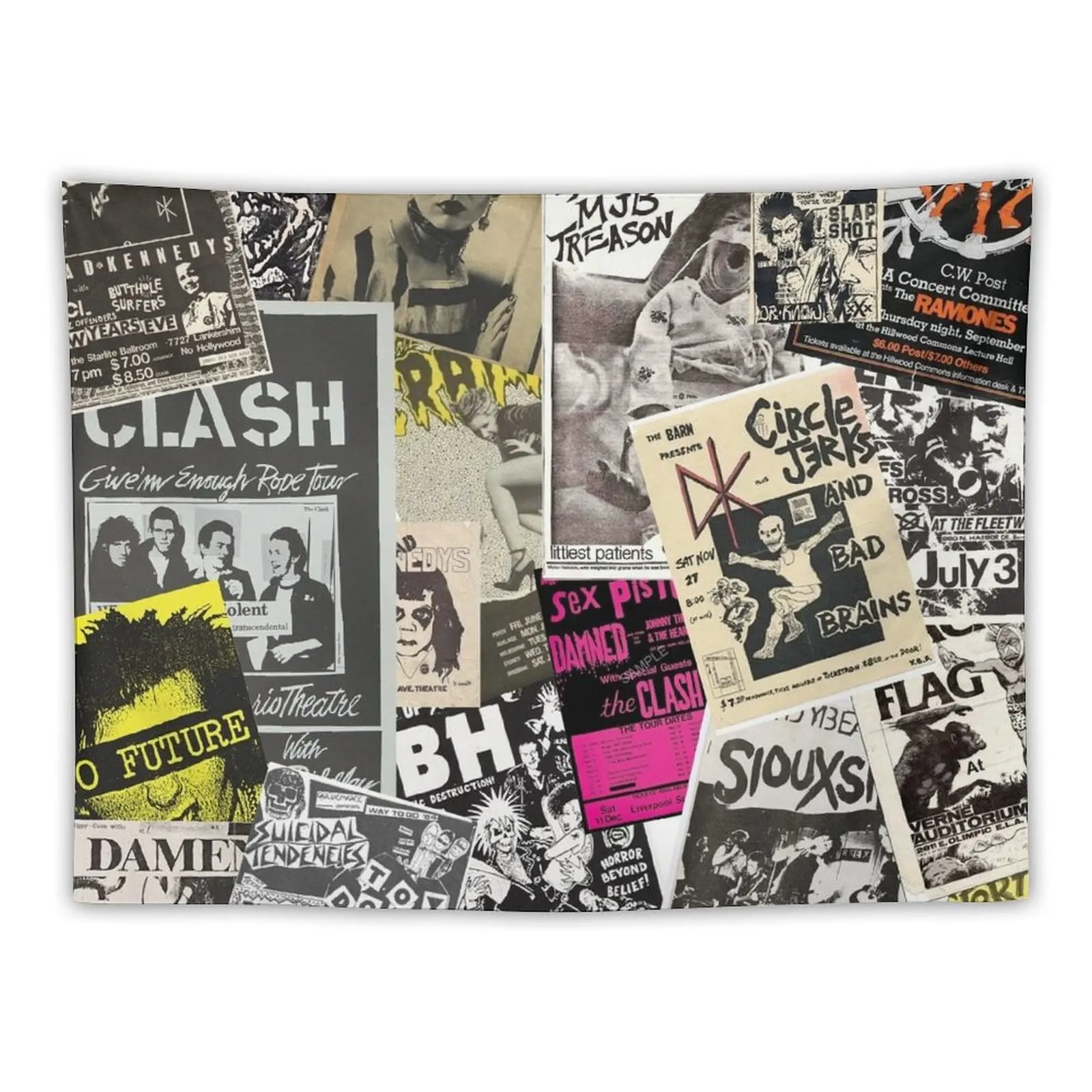 Punk Rock Music Flyers Collage Tapestry House Decoration Wall Decor Hanging Tapestry