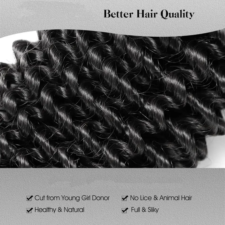 Wiggogo Curly Wigs Bundles Human Hair Deep Wave Bundles Human Hair 100% Brazilian 1/3/4 Pcs Wet and Wavy Water Wave Extensions