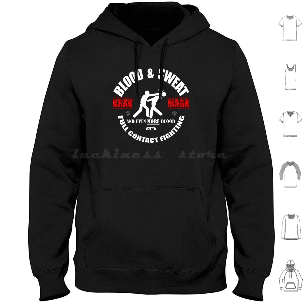 Krav Stickman –Blood , Sweat , And More Blood Humor Hoodie cotton Long Sleeve Krav Maga Martial Arts Krav Gym Muay Thai