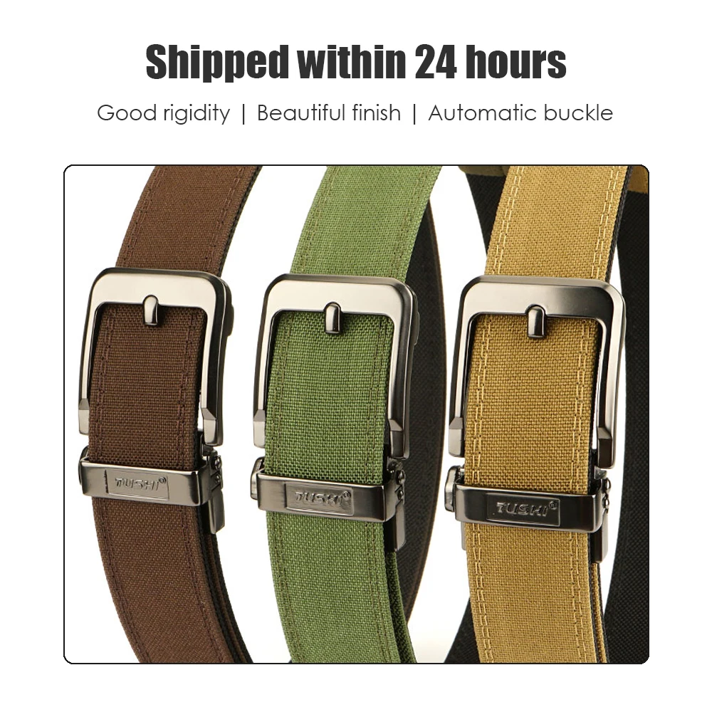 VATLTY 38mm Rigid Belt for Men Zinc Alloy Automatic Buckle Trousers Girdle Thick Nylon Twill Tactical Belt Work Belt Male Gift