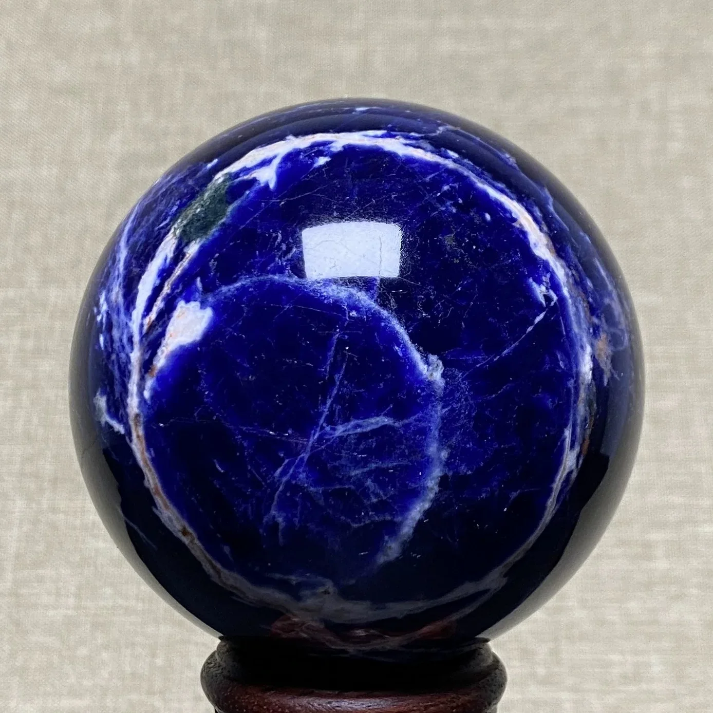 

Natural Blue Sodalite Sphere Quartz Crystal Ball Meditation Reiki Healing Stone Home Decor