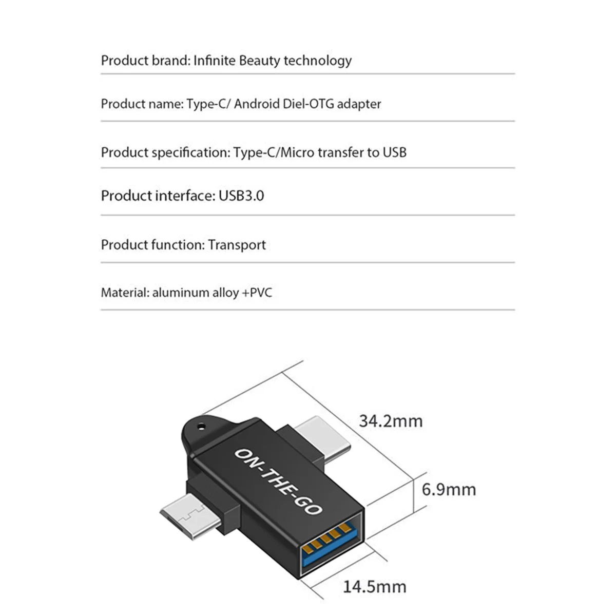 USB C to USB 3.0 OTG Converter USB 2 in 1 Type C Micro-OTG Adapter