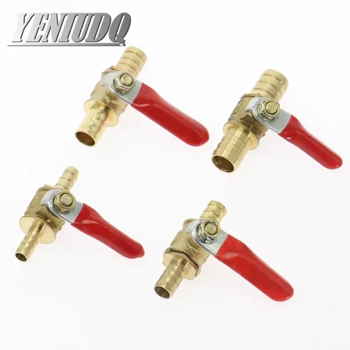 Imagen 2 del producto Válvulas pequeñas con mango rojo, 6mm, 8mm, 10mm, 12mm, espiga para manguera, latón en línea, agua, aceite, aire, Gas, línea de combustible, válvula de bola de cierre, accesorios de tubería