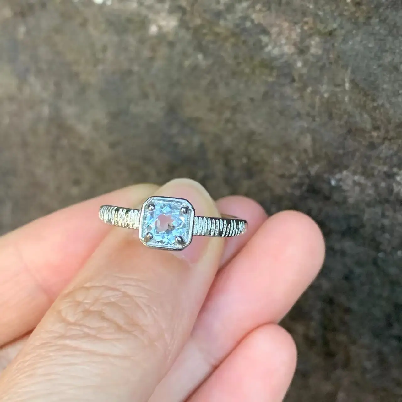 Anillo de Topacio Azul Natural MM, anillo ajustable para mujer, joyería para mujer, regalo, venta al por mayor, alta calidad, Vintage, fino