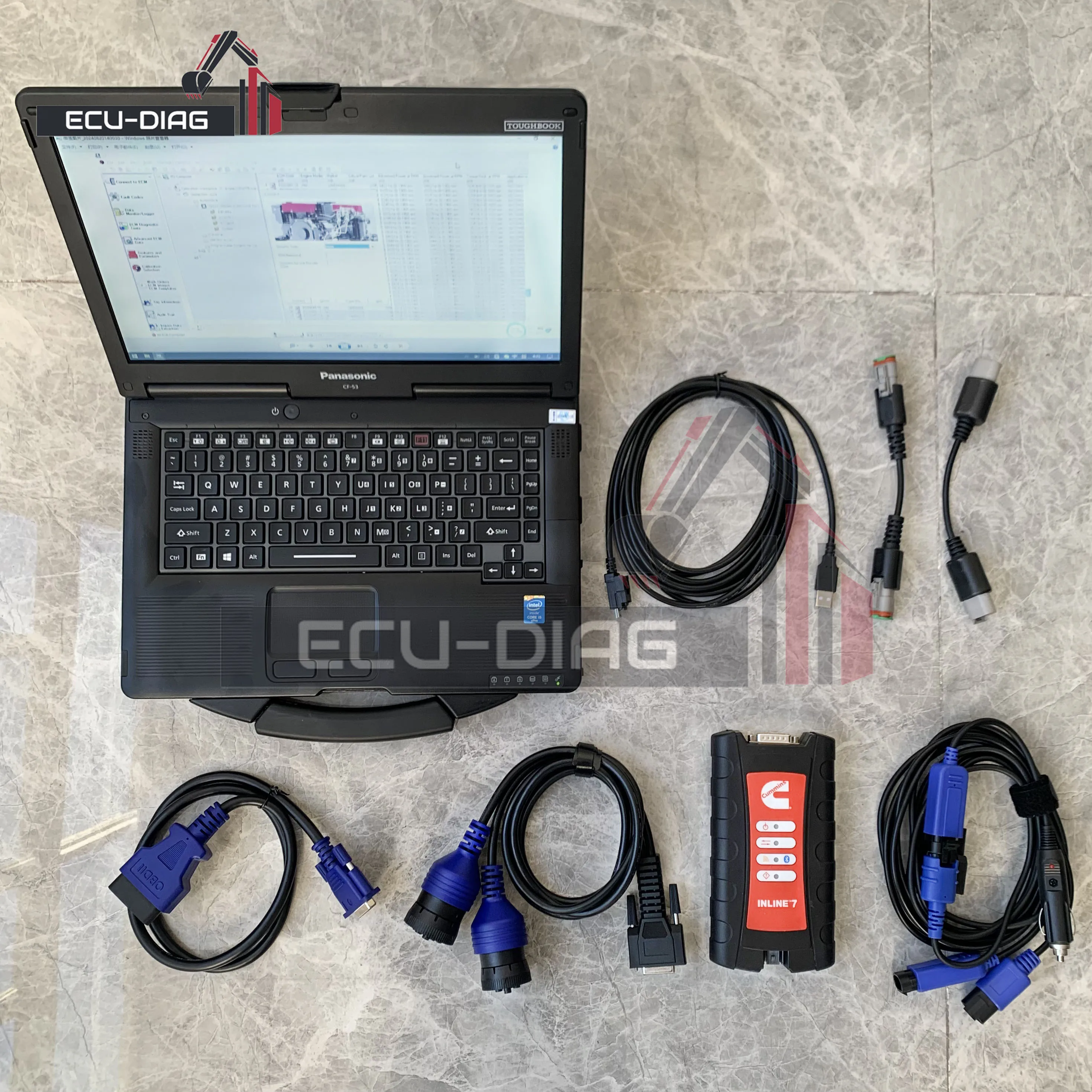 Inline 7 WIFI Data Link Adapter kit Insite 9.0 Software for Cummins  5299899  Truck Scan Diagnostic Tool with Laptop