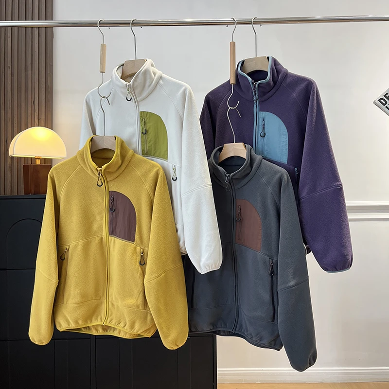 

Outdoor Casual Fce Lined Vest for Hiking And Cam Couples Walking in the Mountains Single Piece Long Sve Zipper Closure