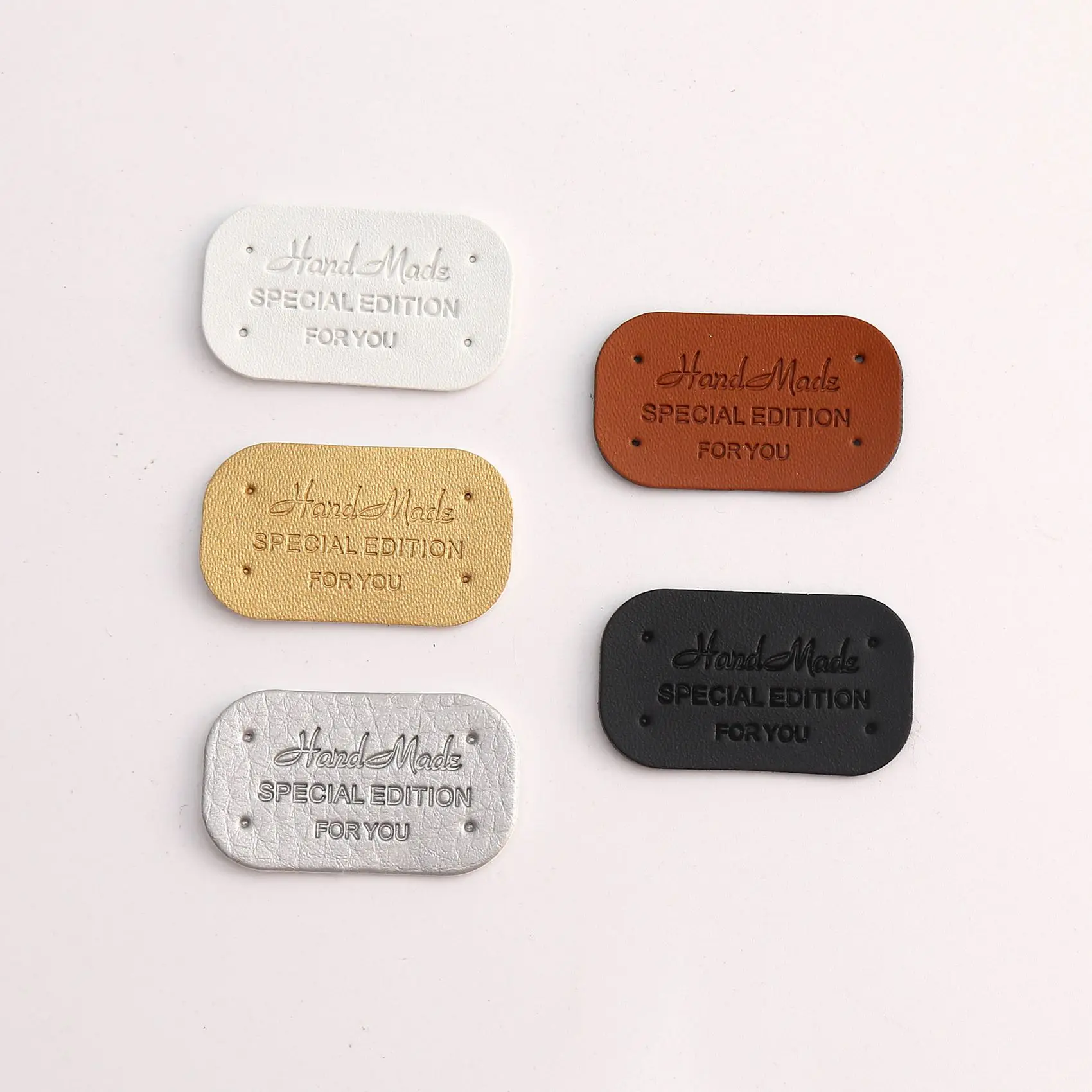 의류용 수제 인조 가죽 태그, 수제 선물, 인조 가죽 라벨, DIY 바느질 태그, 의류 액세서리, 100 개