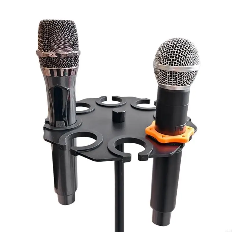  Metal On-Stage Multi Mic Holder Microphone Stand Tray with Scratch Protections for Stage Performances Easy Access Design