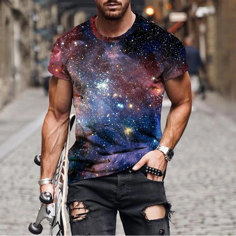 Starry Sky Series 3D Print T-shirt Streetwear Men Women Short Sleeve O-Neck T Shirts Oversized Harajuku Tees Kids Tops Clothing