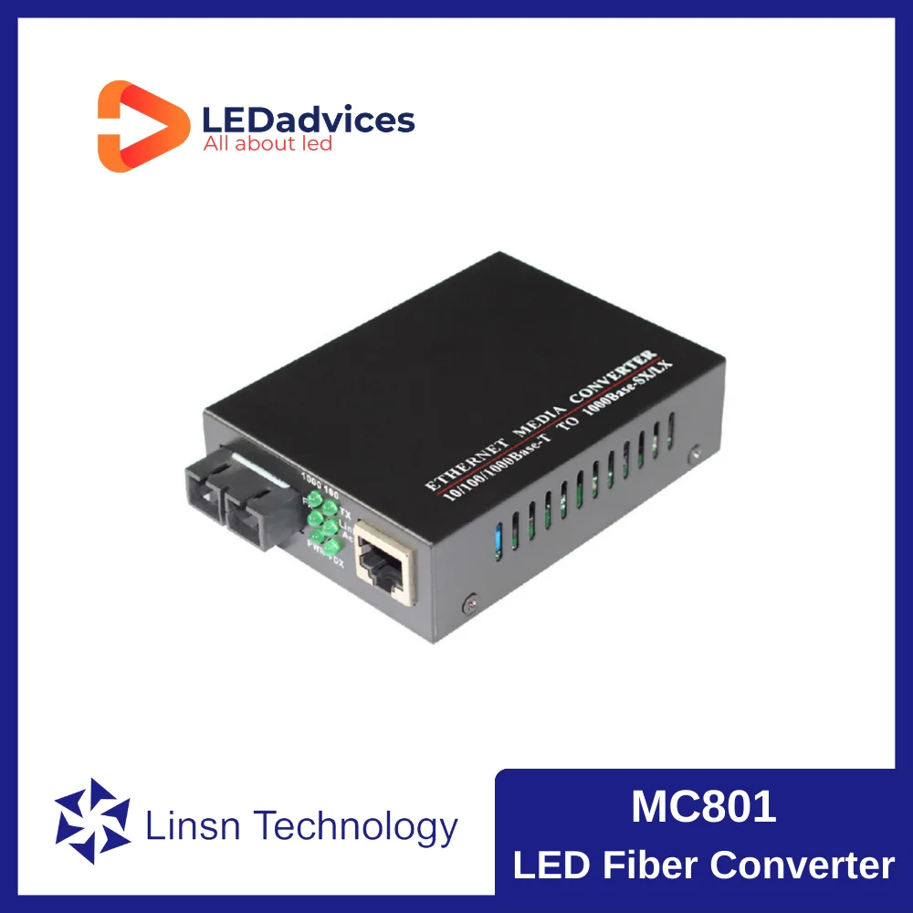 Linsn-Convertisseur de Fibre Optique Multi-Mode MC801, Accessoires d'Écran LED, Longue Distance, 500 Mètres, Meilleur Prix, Officiel, 50/125