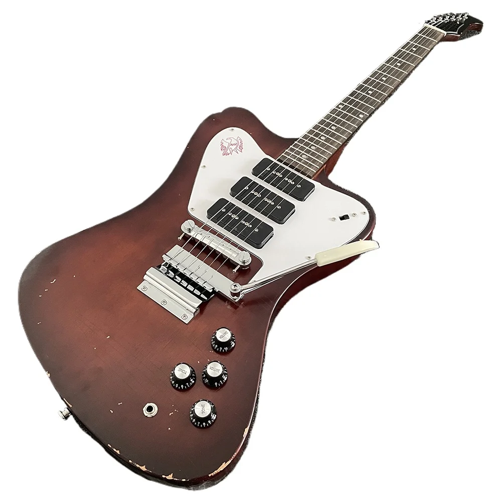 6 strings, Electric Guitar Firebird,sunburst color, Well crafted，Rosewood Fingerboard，High Quality,Fast Shipping