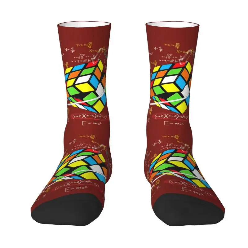 Math Rubik Rubix Cube Caps Dress Socks for Men Women Warm Fashion Crew Socks