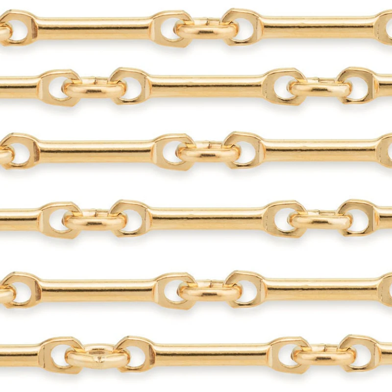 Real 14K Gold Filled Round Bar Link Gold Jewelry Accessories Long Stick Connector for Necklace Making Handmade Jewelry Findings