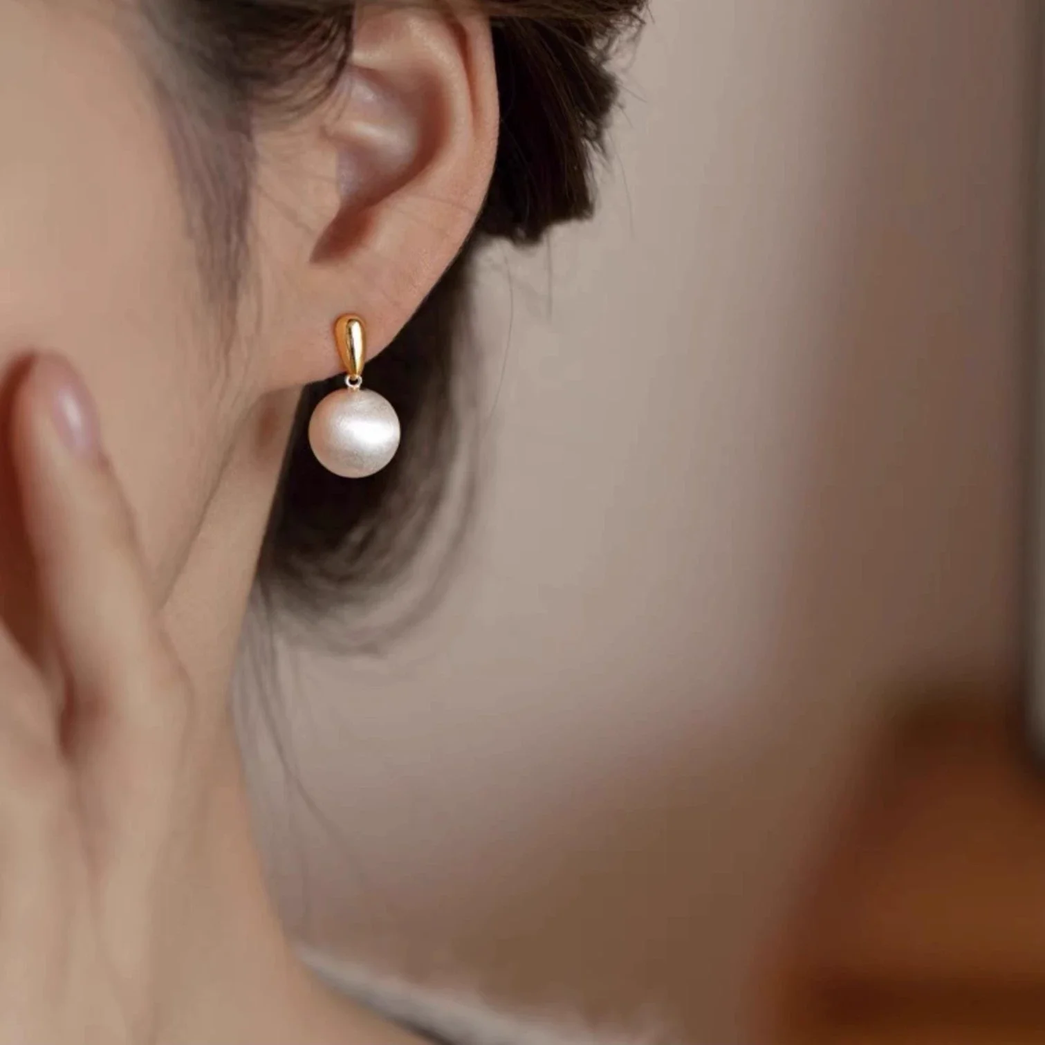 Stylish Gold & Silver Brushed Ball Pendant Earrings for Women