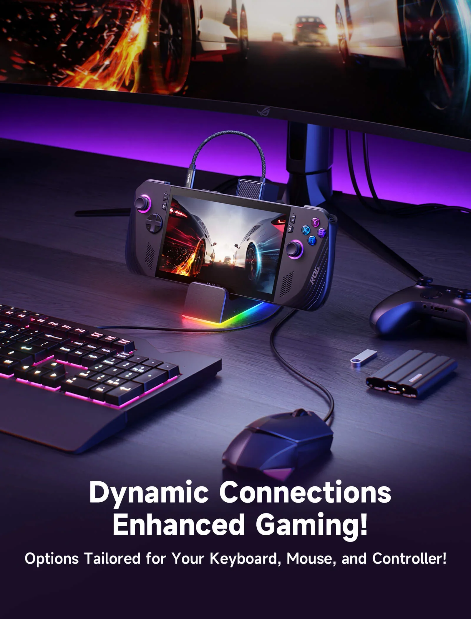 Docking Station Compatible with ASUS ROG Ally X/ROG Ally, 7-in-1  