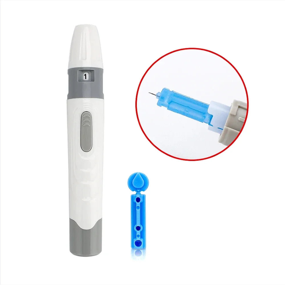 Lancet Pen Adjustable Depth Blood Sampling Glucose Test Pen for Diabetics Blood Collect 50pcs Lancing Device