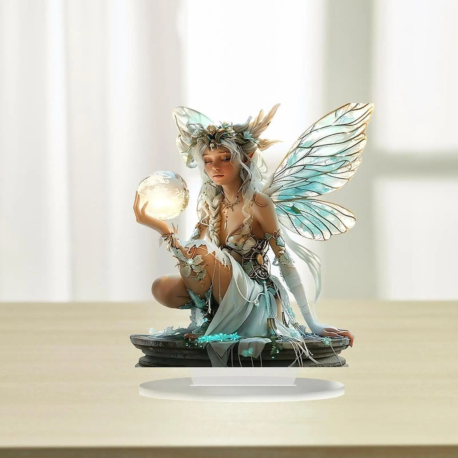 2D قزم الجنية الديكور الاكريليك الفن الحرفية المقتنيات الزخرفية سطح المكتب فتاة جميلة تمثال مسطح للمنزل رف الكتب مكتب