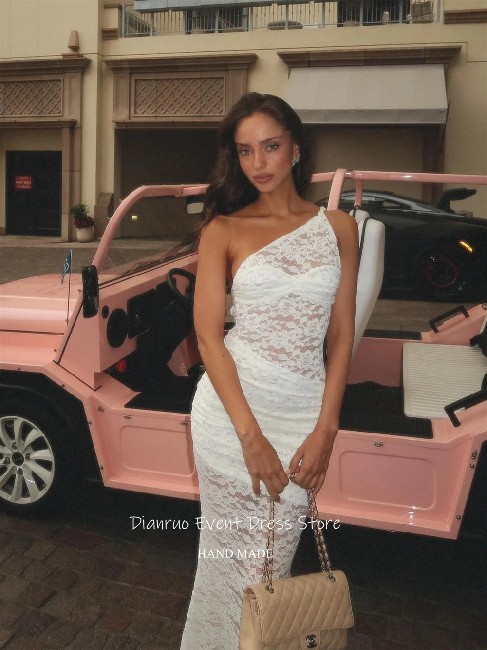 Dianruo فساتين سهرة حورية البحر شفافة مغرية مزينة بالدانتيل فيستدوس دي نوفيا بكتف واحد 2025 فساتين حفلات مخصصة