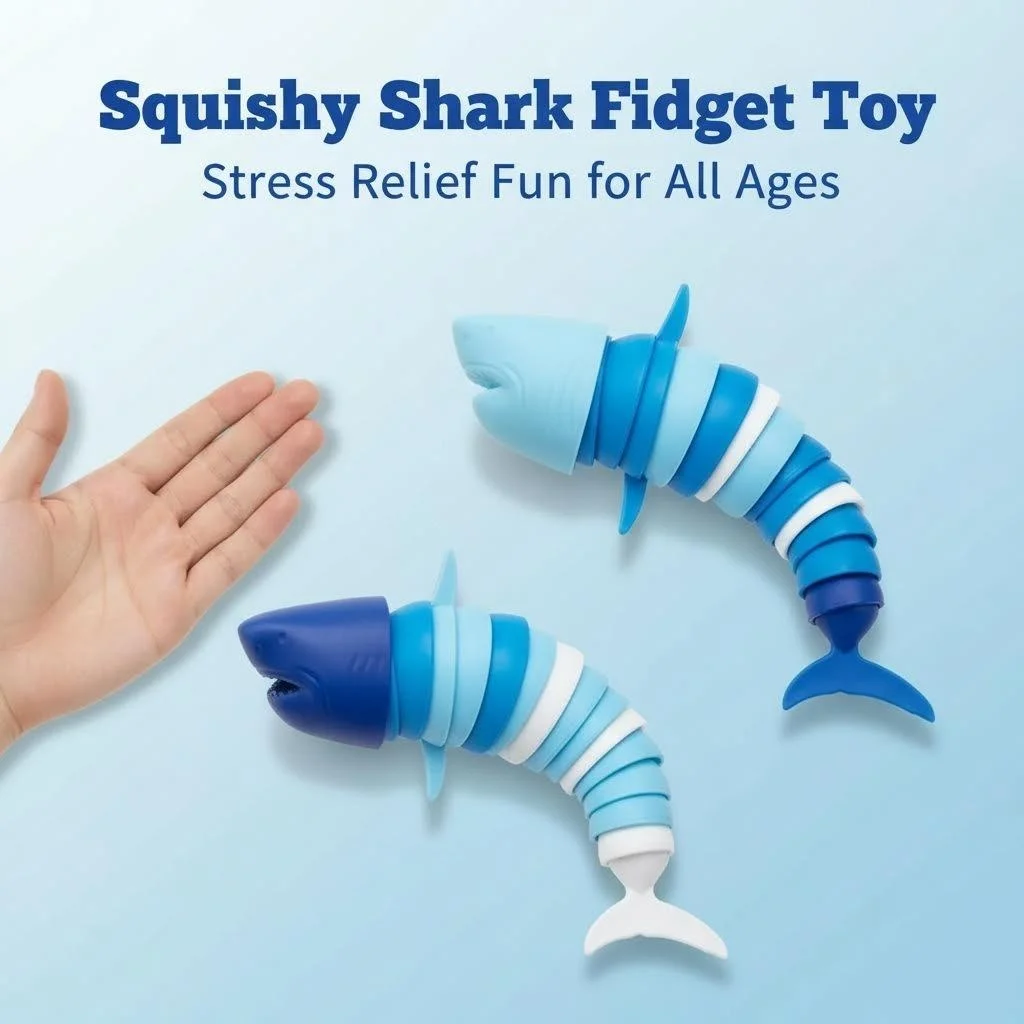 

Fidget Toys Slug 3D Articulated Stretch Shark Stress Reliever for Adults Kids Anti-Anxiety Office Desk Toy Gifts