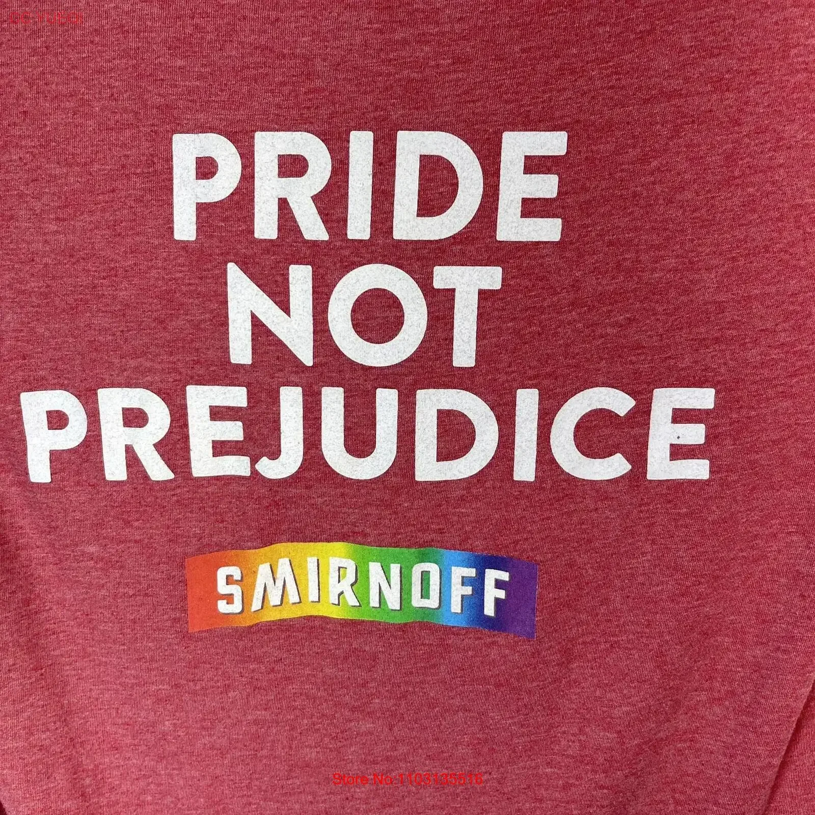 Camiseta gráfica Smirnoff Pride Not Prejudice, talla M, roja, con logo grande, estilo vintage, lavada, elegante, ligeramente estilo streetwear, informal