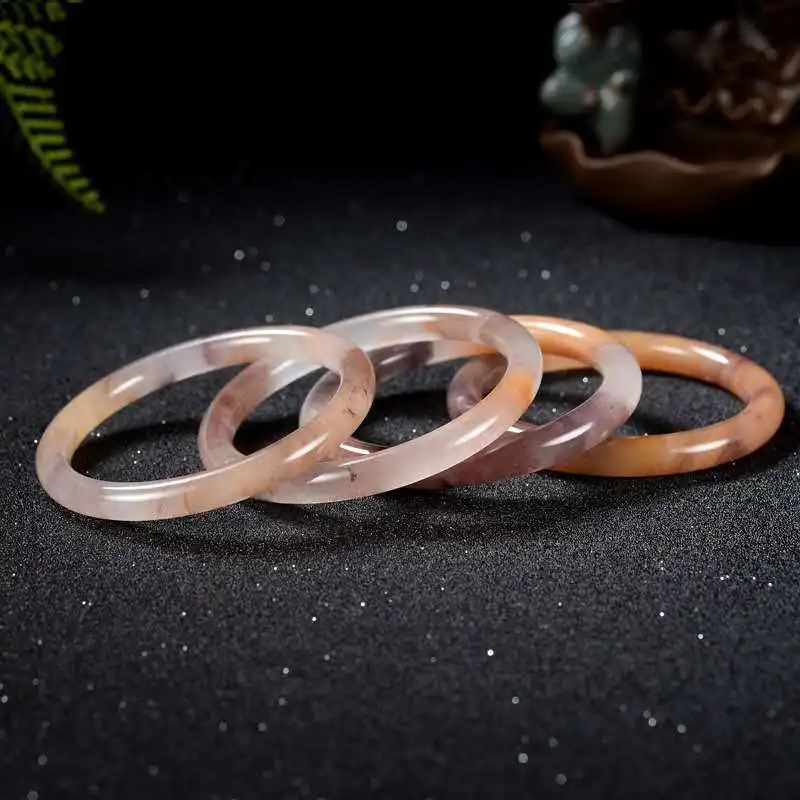 Natural Violet Hand Carved Thin Round Jade Bracelet Fashion Boutique Jewelry Smoke Purple Women's Bangle