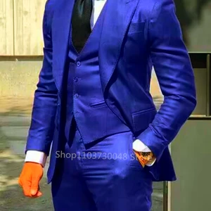 بدلة زفاف رسمية أحادية اللون للرجال, بدلات بوتيك ترفيهية, سهرة العريس, سترة وسراول, 3 قطع أفضل 11 بدلة مبيعا حسب الطلب - رقم 6