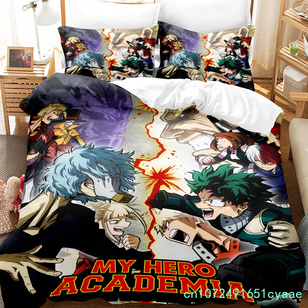 New My Hero Academia Bedding Set Japan Anime Soft Bedclothes Single Double Queen Twin Full Size Duvet Cover Teens Boys Bed Linen
