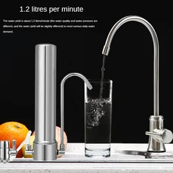 Countertop Water Filter System With Stainless Steel Faucet For Kitchen Descaling Removal Replacement Ceramic Carbon Rod Filter