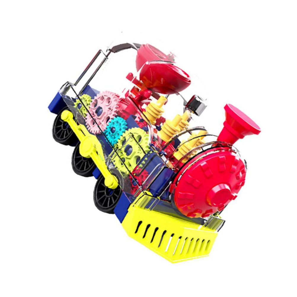 قطار كهربائي للأطفال بعجلات اتجاهية وأضواء وامضة ومحاكاة صوت غير عن بعد