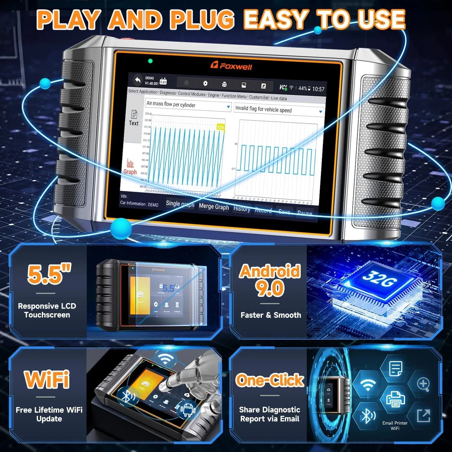 Foxwell NT726 ثنائي الاتجاه سيارة Obd2 الماسح الضوئي جميع النظام TPMS DPF ABS SRS إعادة تعيين الزيت DPF regen 12 إعادة تعيين أداة تشخيصية  #6