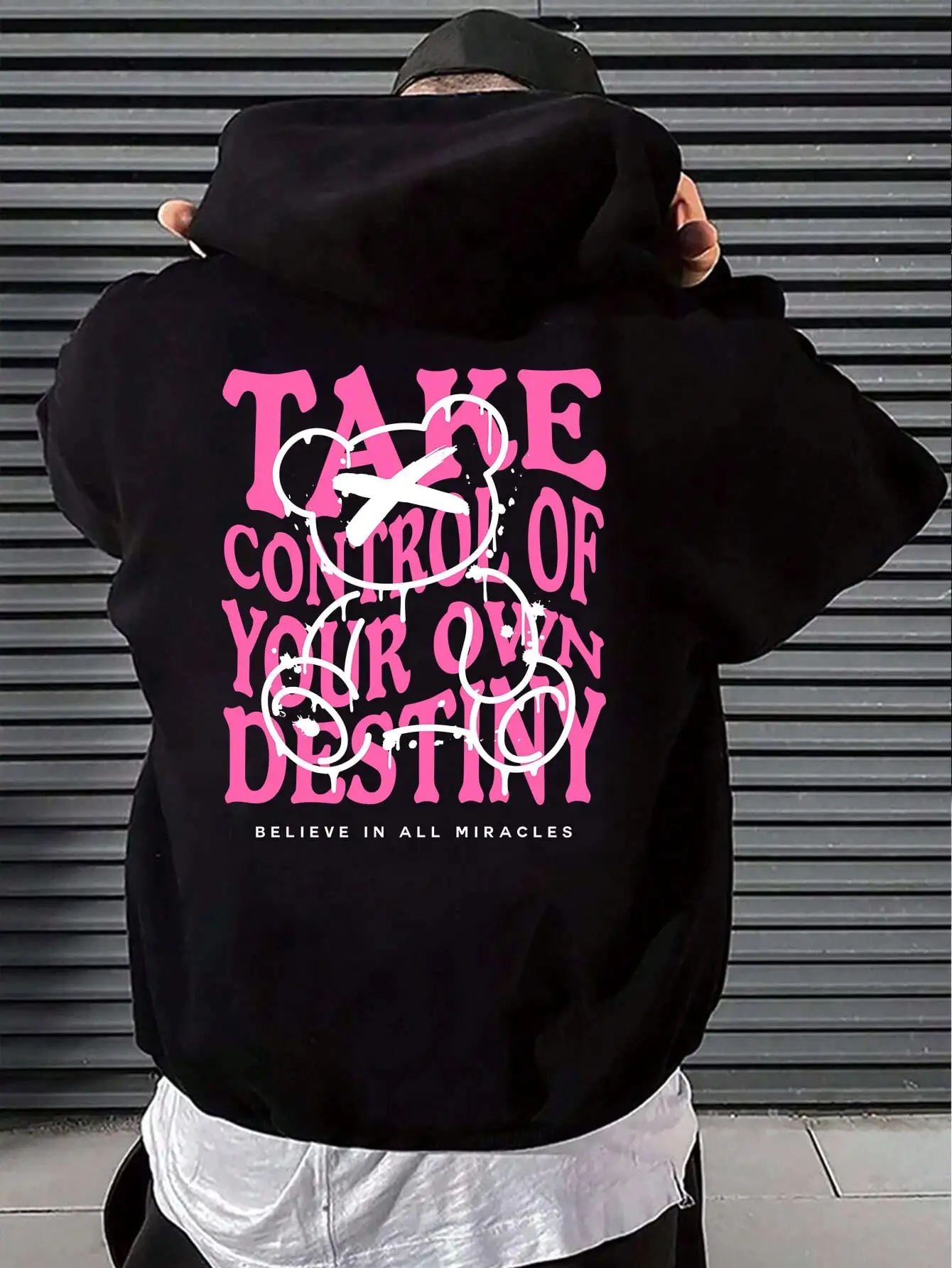 كارتون ملابس صوفية للرجال ، ملابس الشارع بهودي ، حرف وردي ، جيب إبداعي ، عصري ، كلاسيكي ، موضة بسيطة ، خريف ، شتاء ، جديد